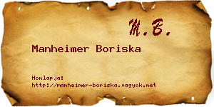 Manheimer Boriska névjegykártya